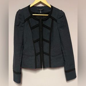 WHBM Blue TWEED Jacket MILITARY Blazer WOMEN 8